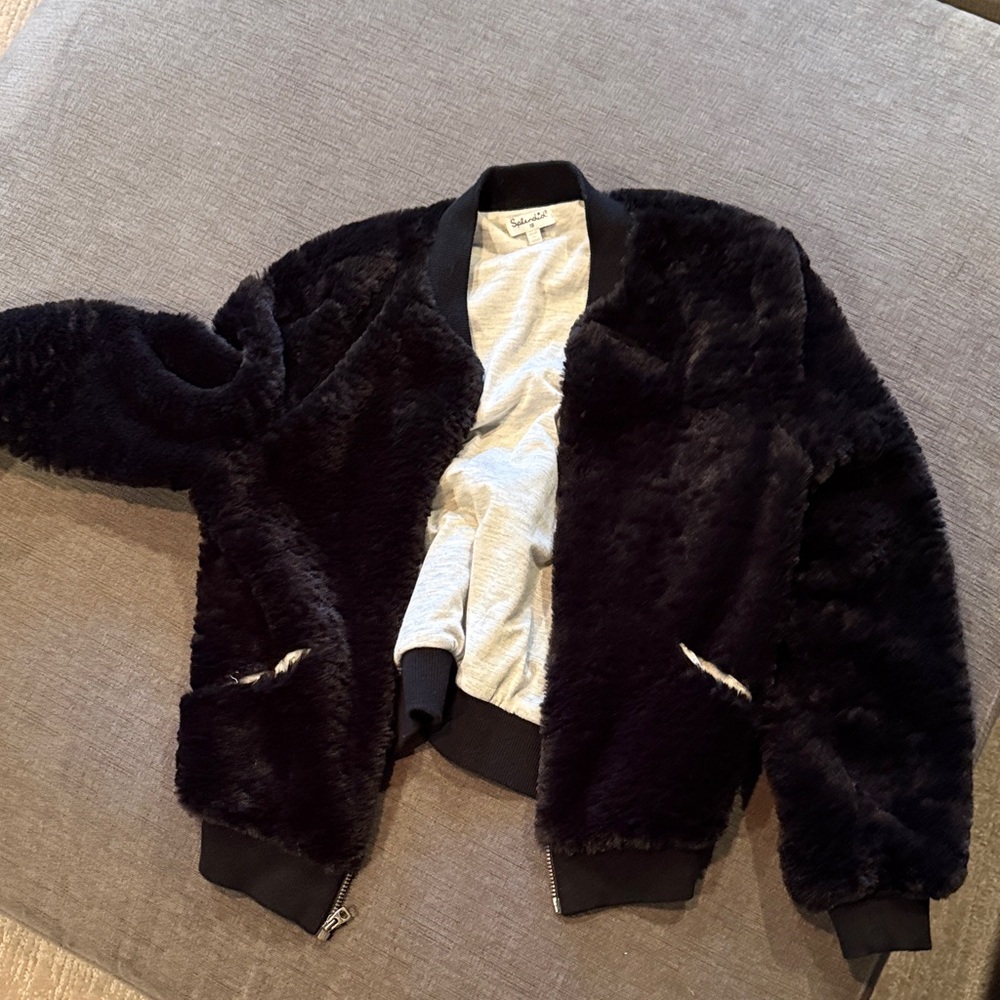 Splendid Black Furry Kids Jacket